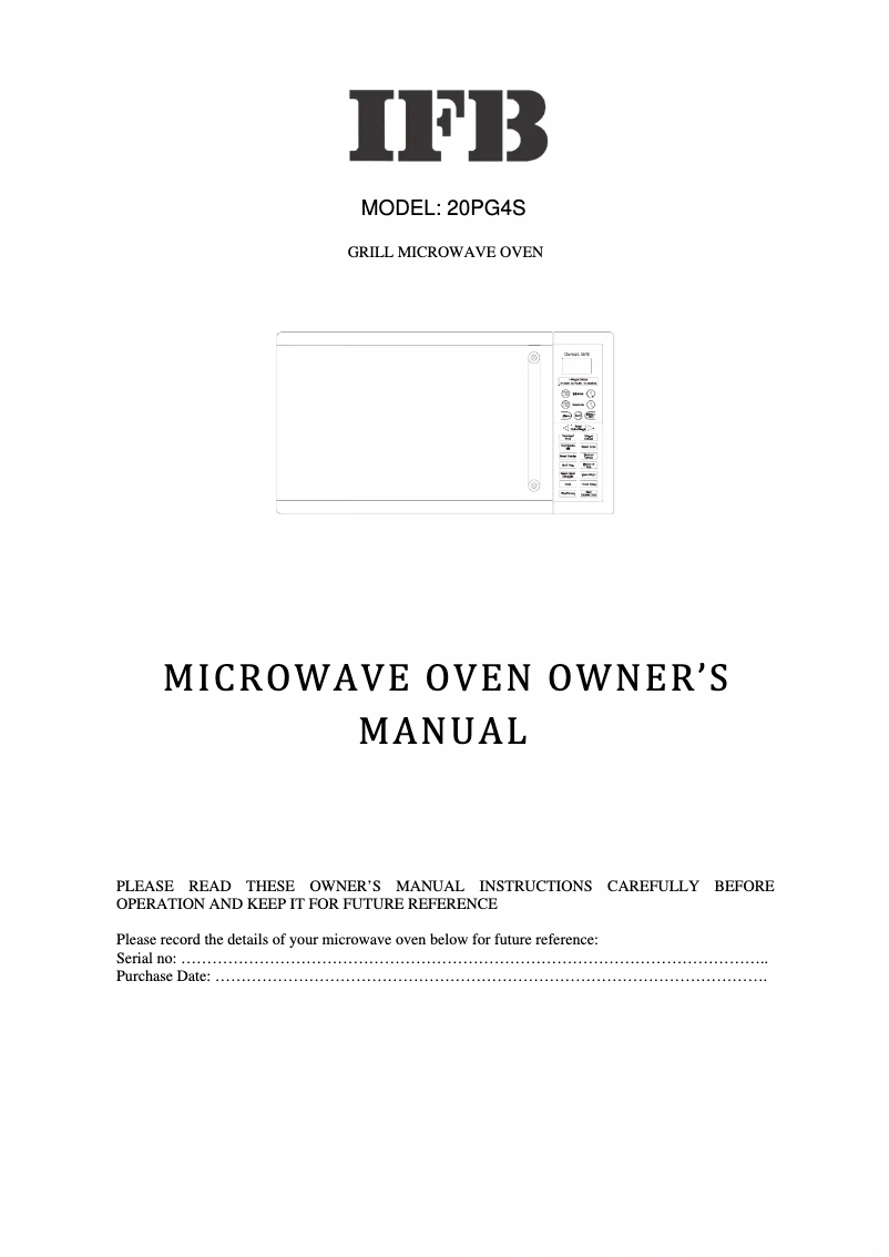 Image de la première page du manuel de l'appareil 20PG4S
