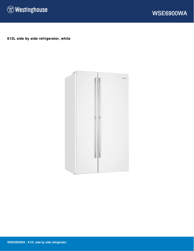 Page n°1 - Fiche technique Westinghouse WSE6900WA