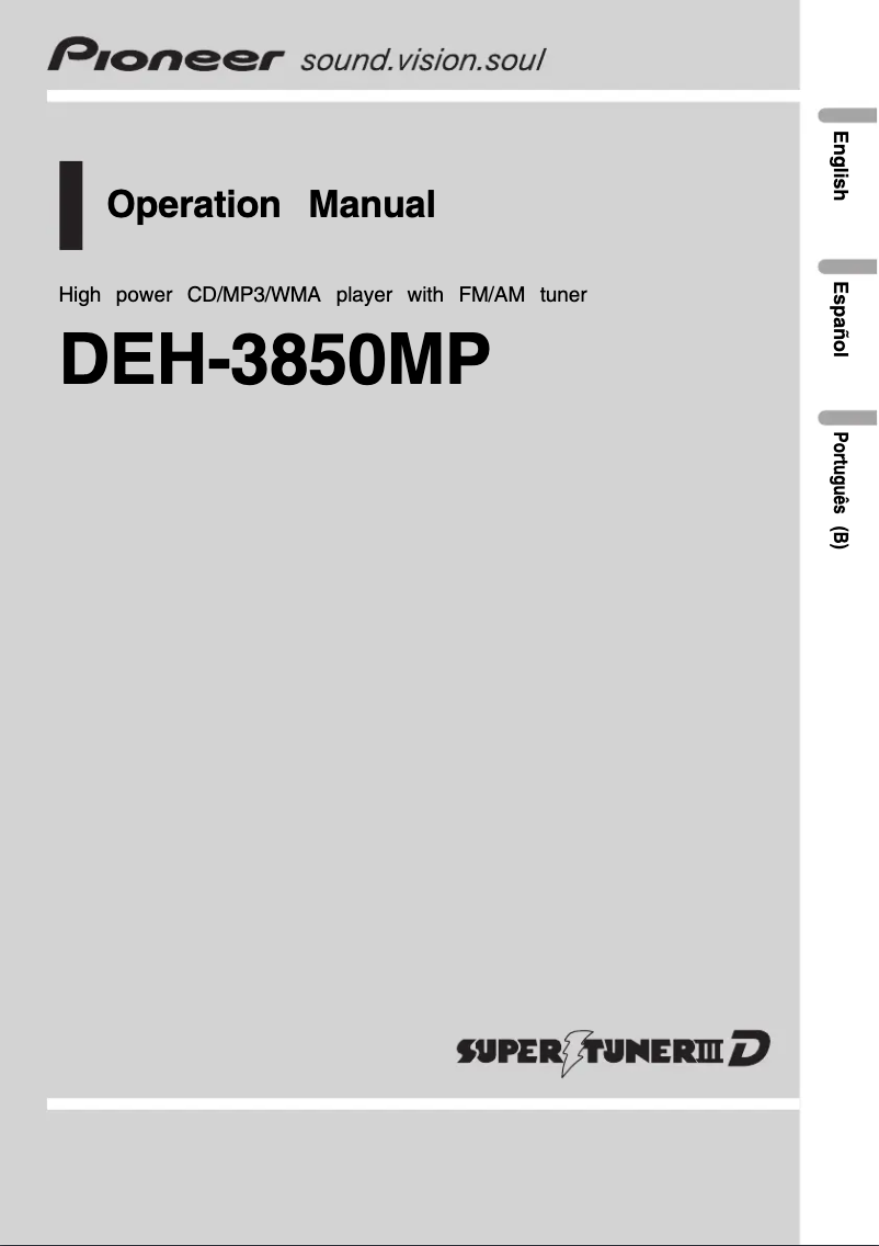 Page n°1 - Manuel utilisateur Pioneer DEH-3850MP