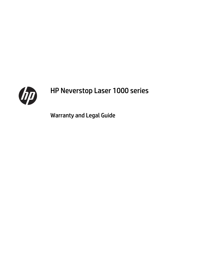 Página 1 del manual Información de garantía HP Neverstop Laser 1000