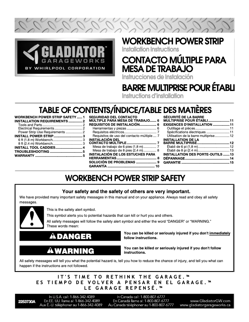 Page 1 de la notice Manuel utilisateur Gladiator GAAC68PSDG