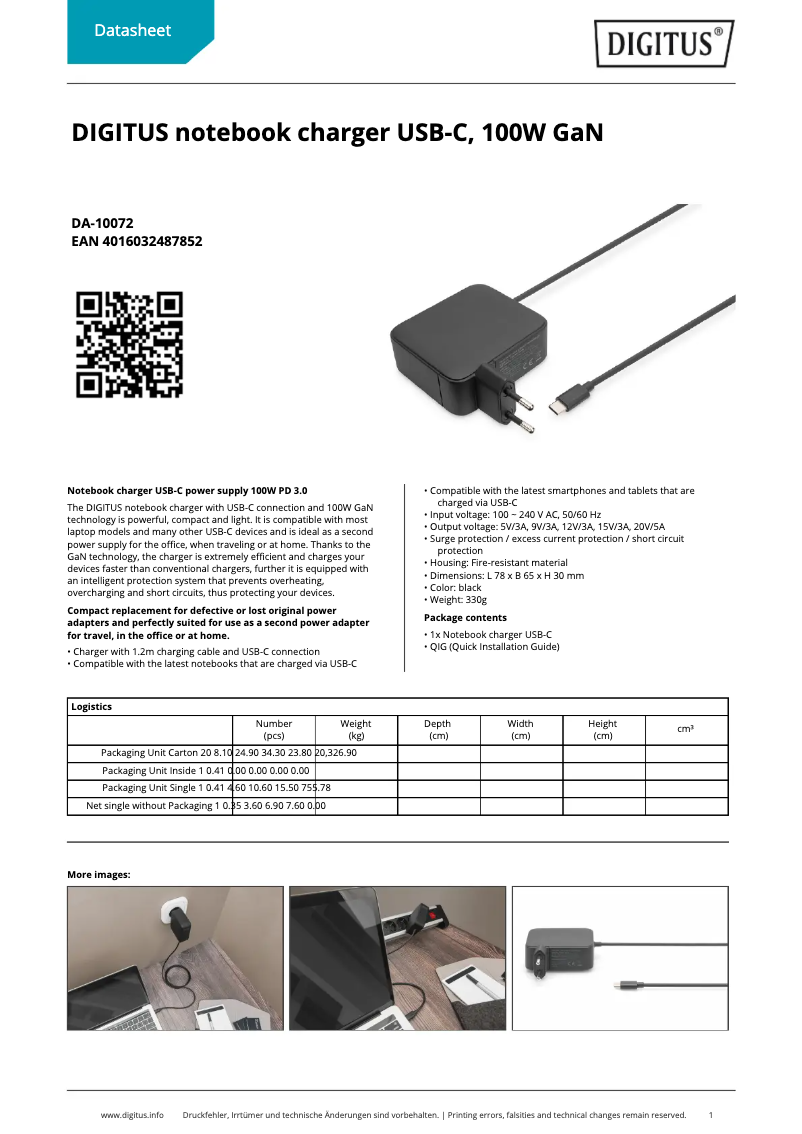 Página 1 del manual Ficha técnica Digitus DA-10072