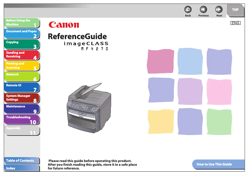 Image de la première page du manuel de l'appareil imageCLASS MF4270