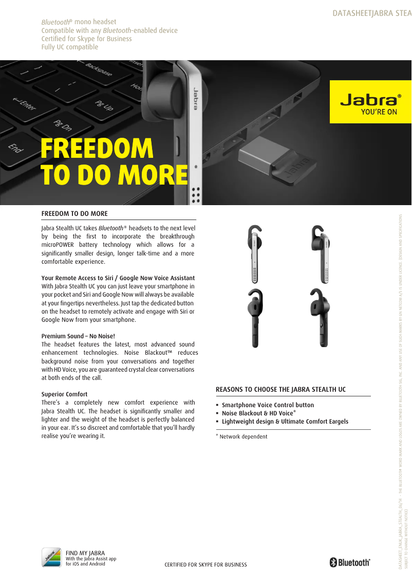 Page 1 de la notice Brochure Jabra Stealth