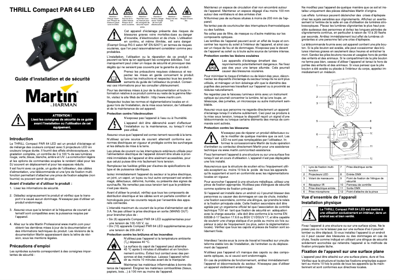 Page 1 de la notice Guide d'installation Martin THRILL Compact PAR 64 LED