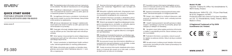 Page n°1 - Manuel utilisateur Sven PS-380