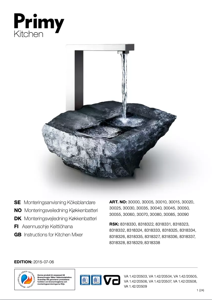 Page n°1 - Manuel utilisateur Primy Steel Access 30040