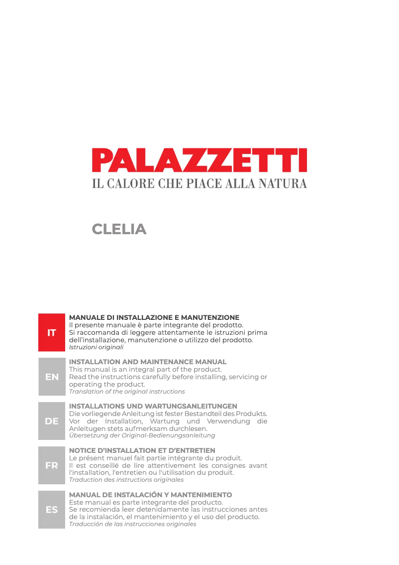 Page n°1 - Manuel utilisateur Palazzetti CLELIA 13
