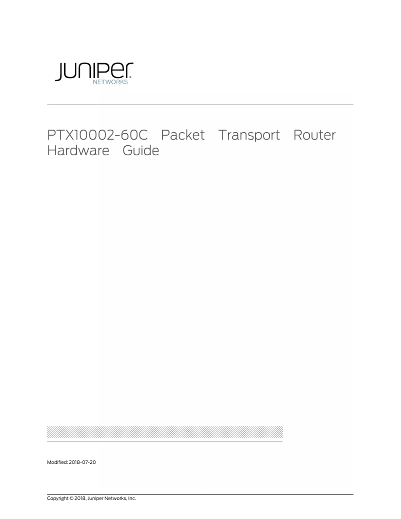 Page 1 de la notice Manuel utilisateur Juniper PTX10002
