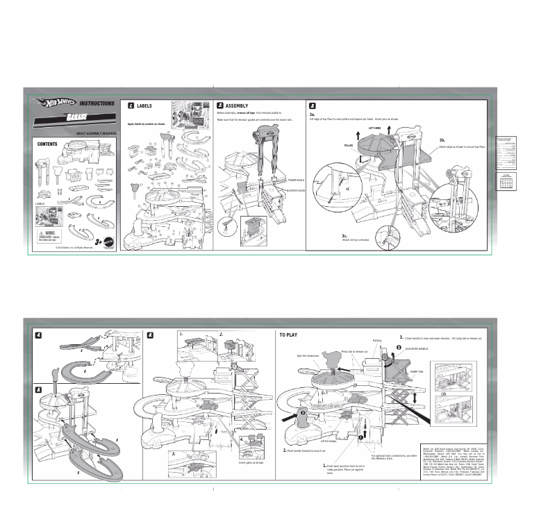 Imagen de la primera página del manual del dispositivo Hot Wheels Mega Garage