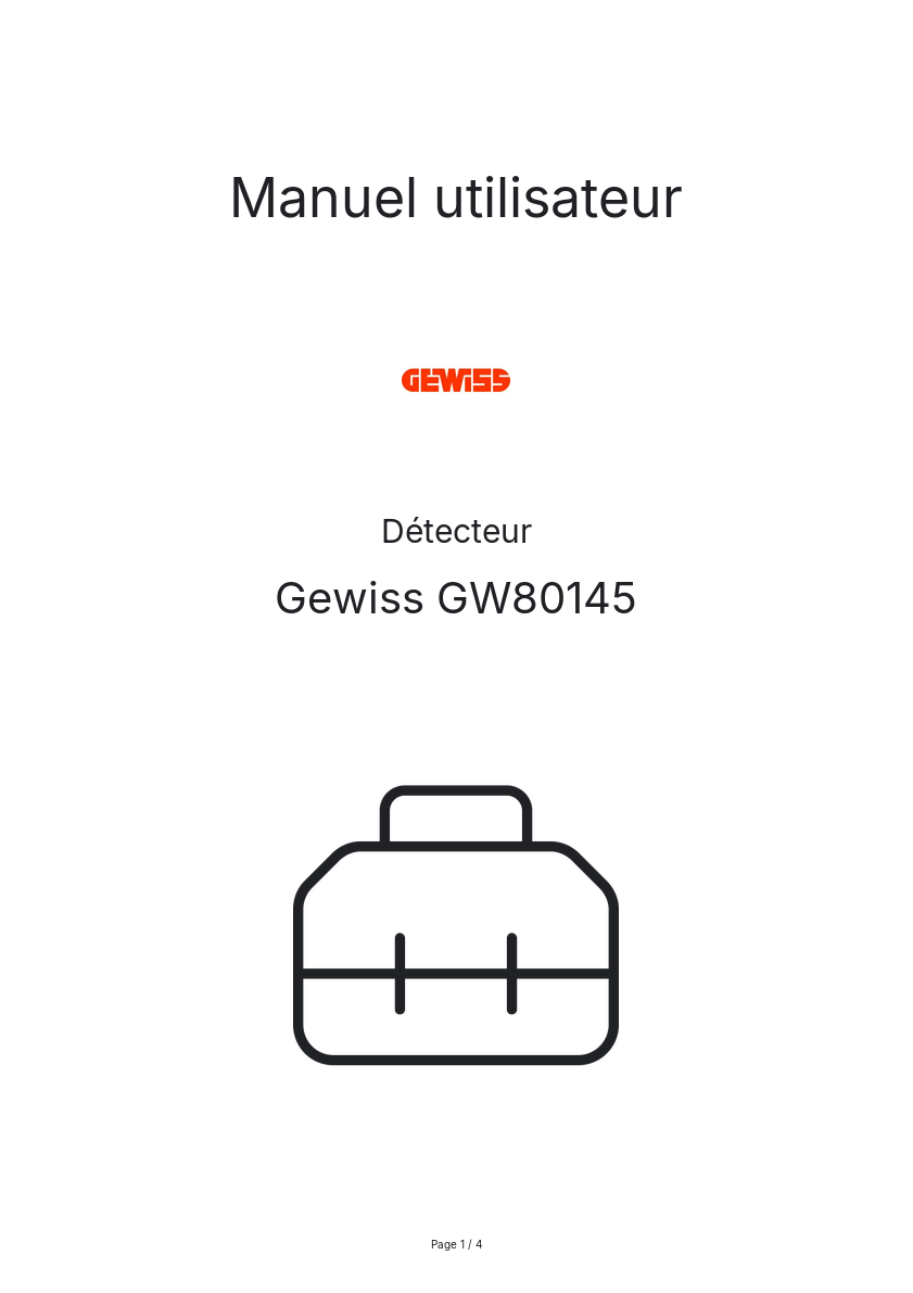 Image de la première page du manuel de l'appareil GW80145