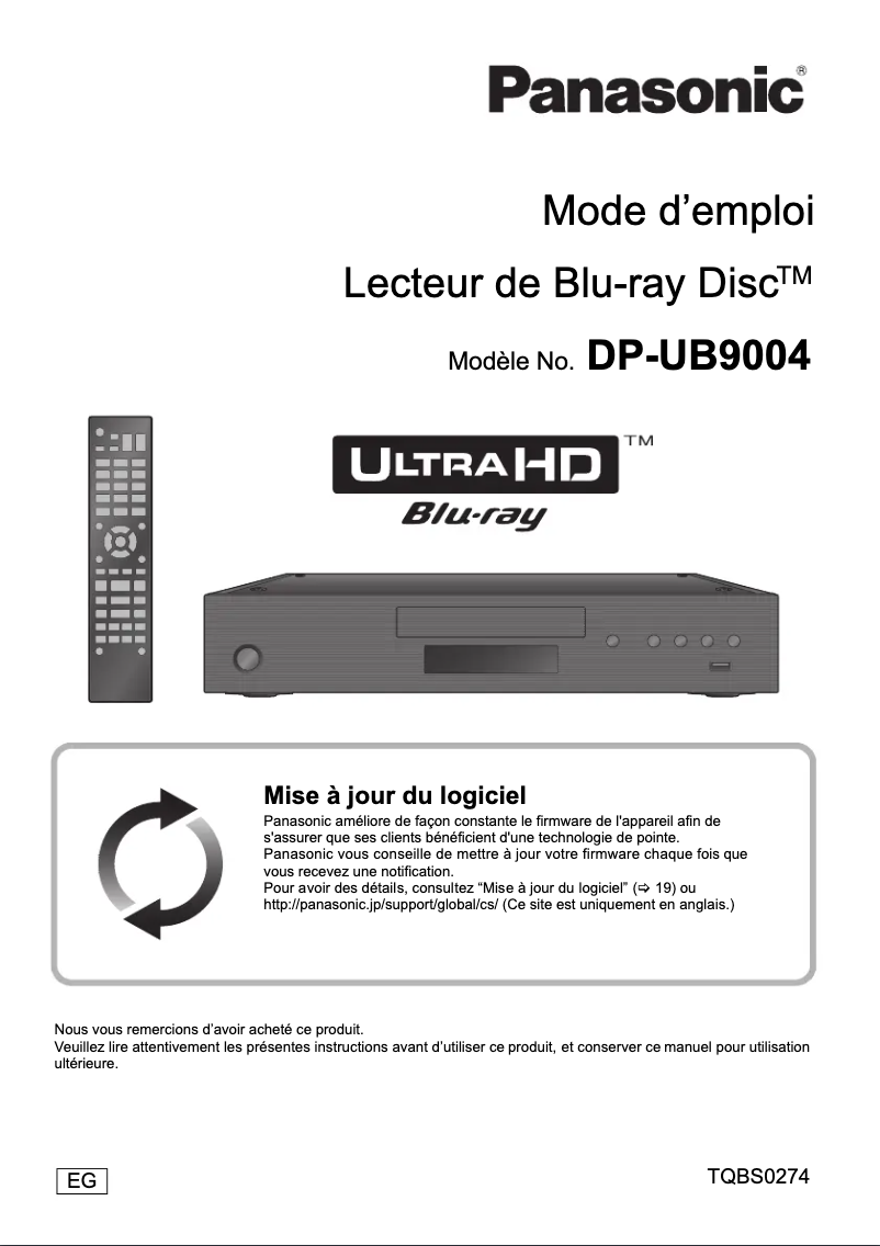 Page n°1 - Manuel utilisateur Panasonic DP-UB9004