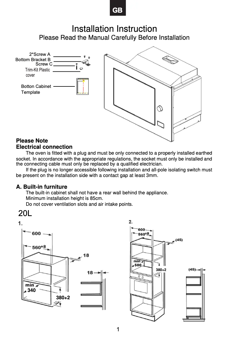First page image of the manual for MIC25GDFX