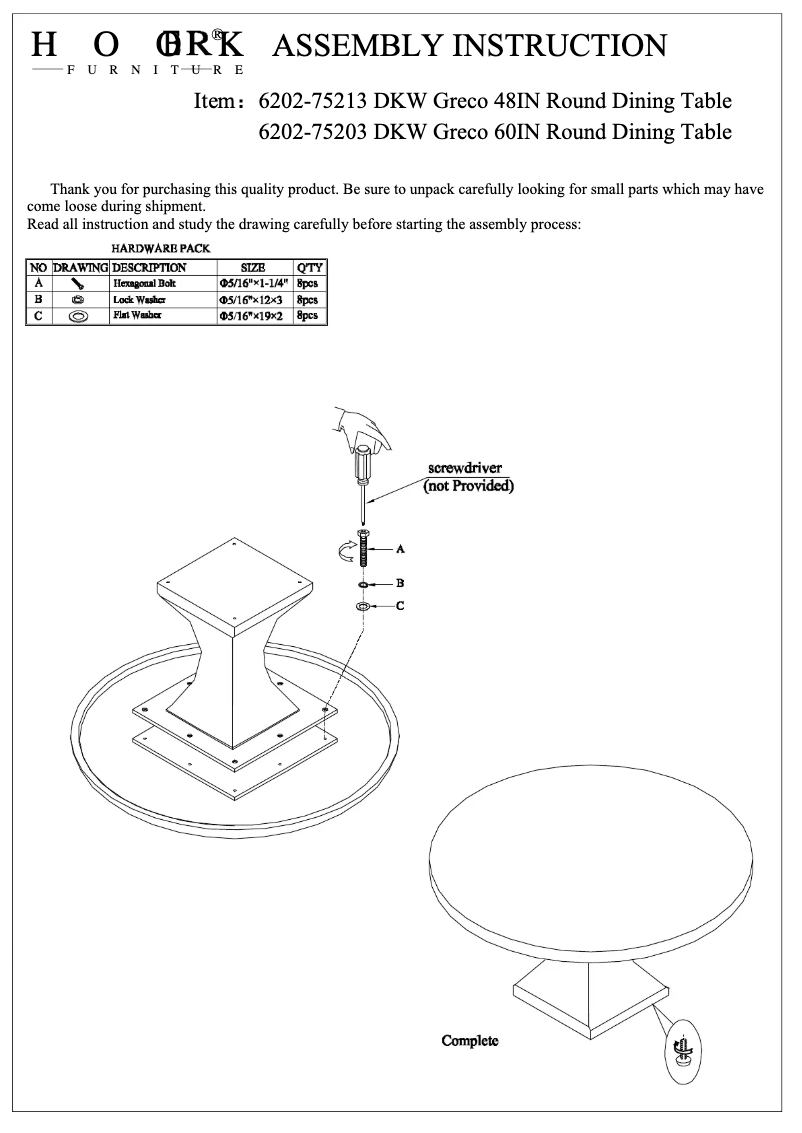 Page n°1 - Manuel utilisateur Hooker 6202-75213 DKW