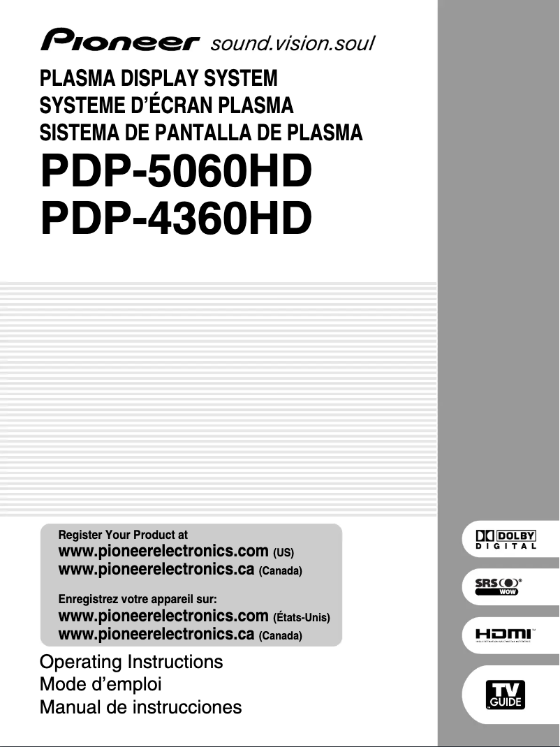 Image de la première page du manuel de l'appareil PDP-4360HD