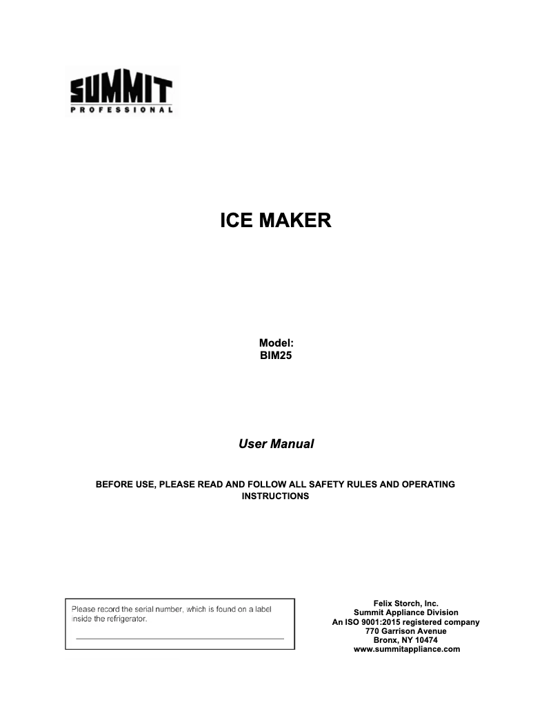 Page 1 de la notice Guide d'installation Summit BIM25