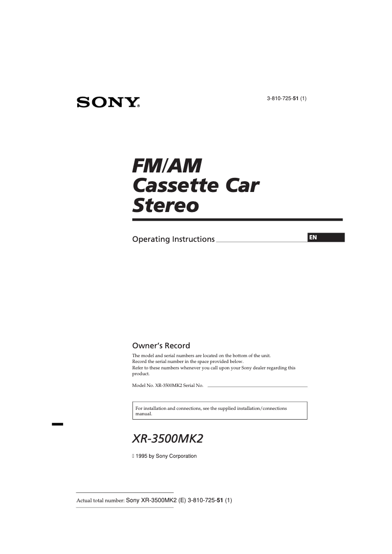 Página 1 del manual Manual de usuario Sony XR-3500MK2