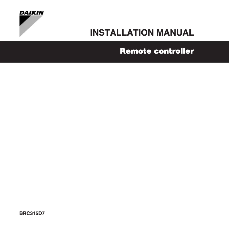 Page 1 de la notice Guide d'installation Daikin BRC315D7