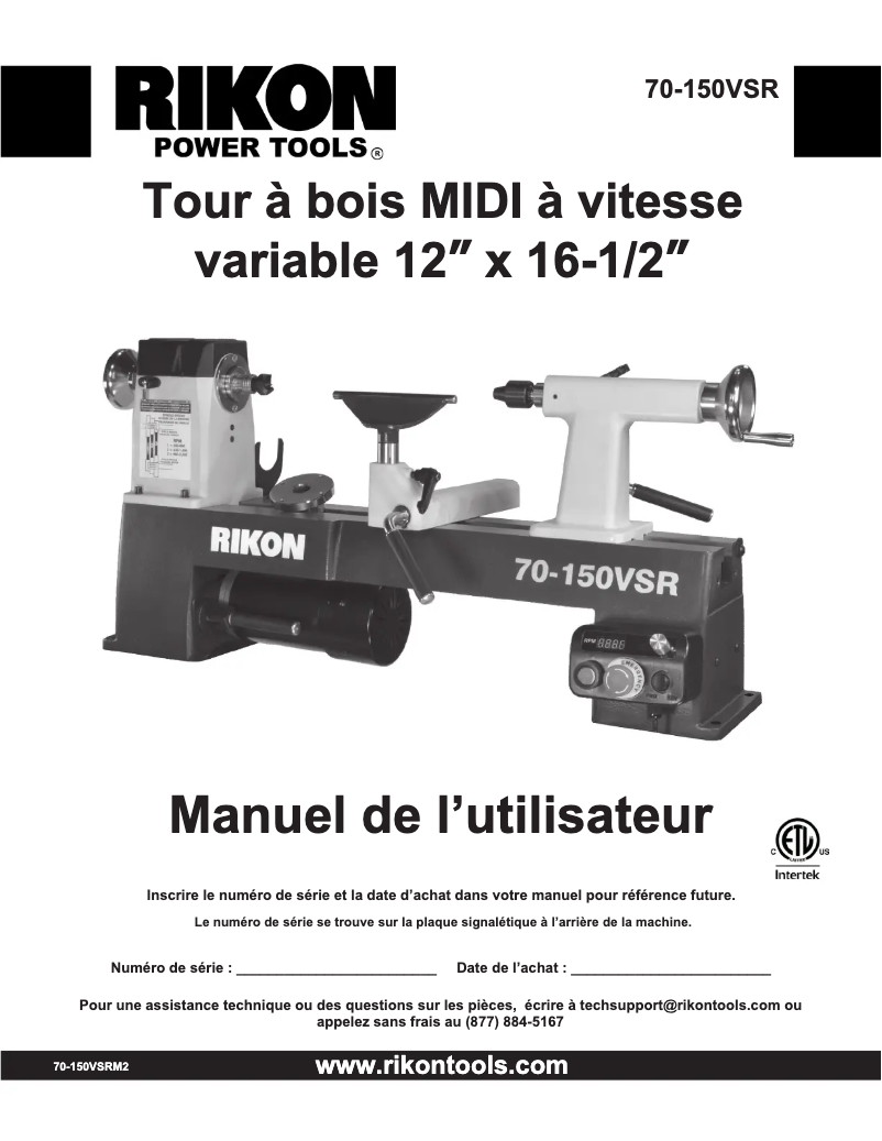 Page n°1 - Manuel utilisateur RIKON 70-150VSR