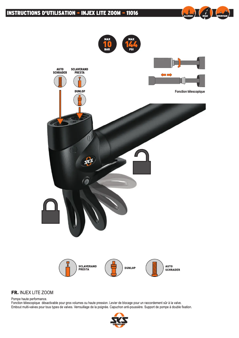 Page 1 de la notice Manuel utilisateur SKS Injex Lite Zoom