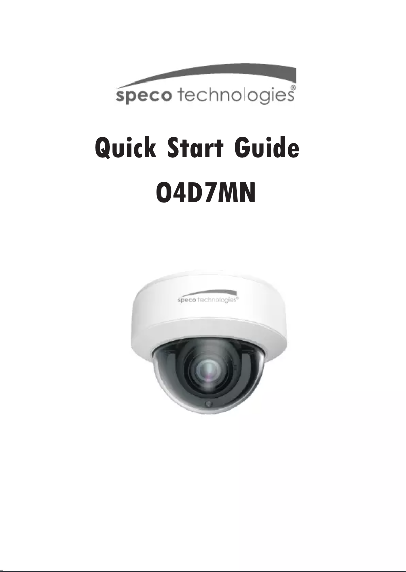Page n°1 - Guide de démarrage rapide Speco Technologies O4D7MN
