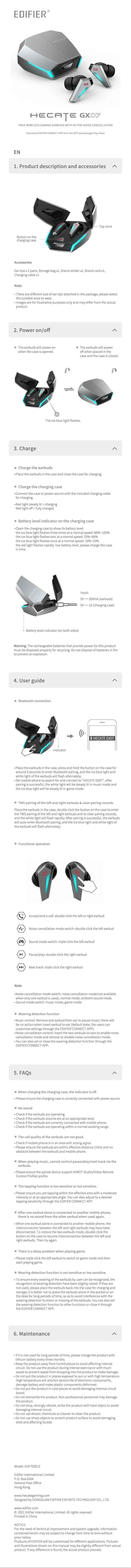 Image de la première page du manuel de l'appareil Hecate GX07