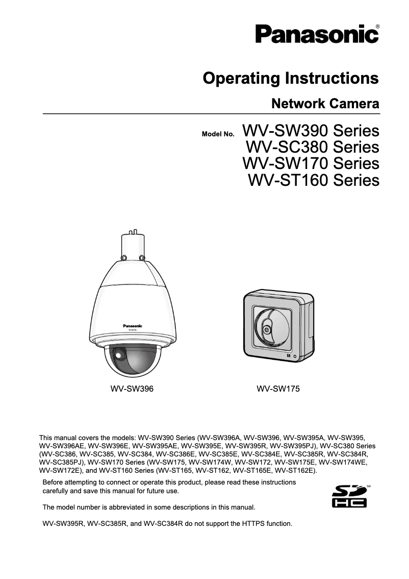 Image de la première page du manuel de l'appareil WV-SW396