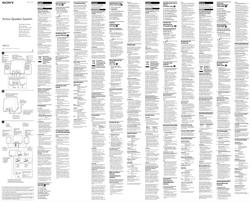 Page 1 de la notice Manuel utilisateur Sony SRS-D4