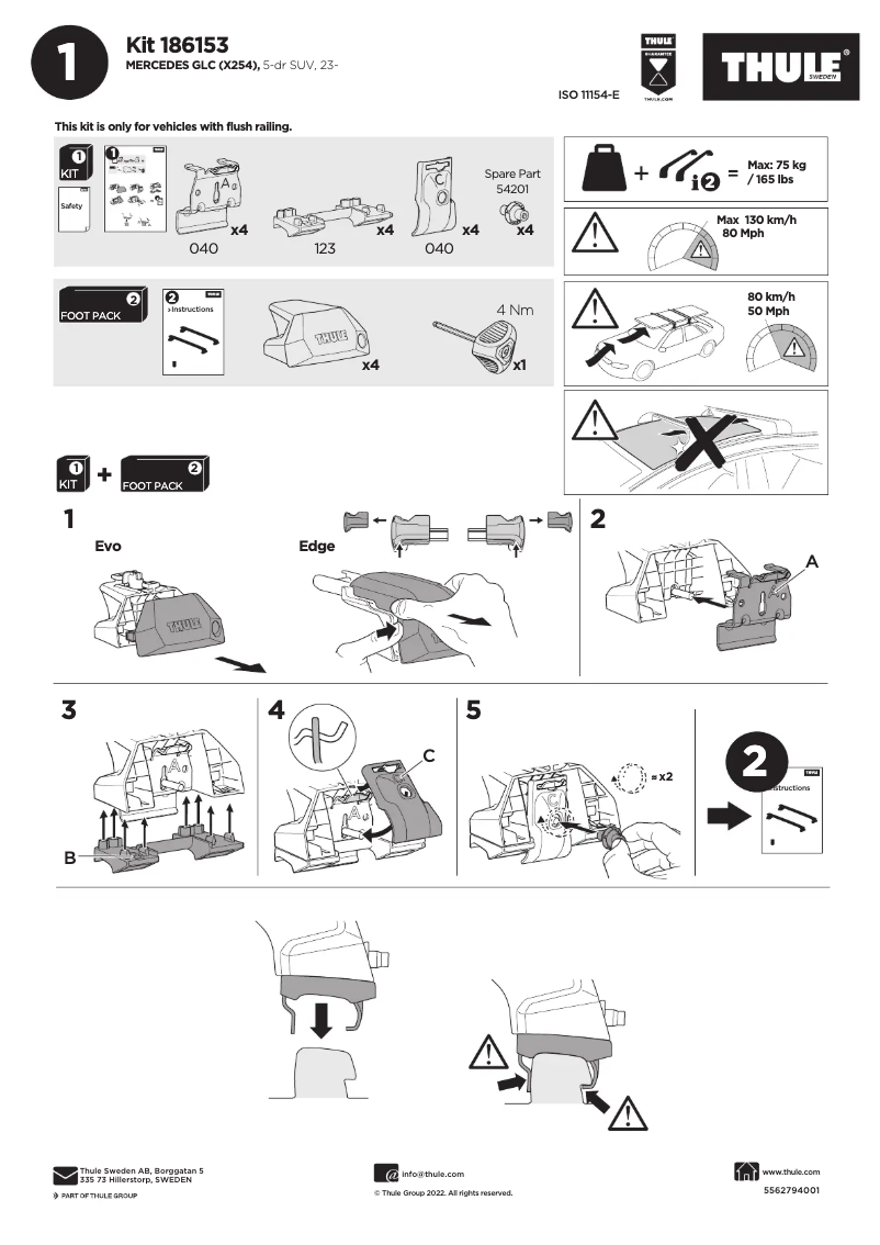 Page n°1 - Manuel utilisateur Thule Kit 186153