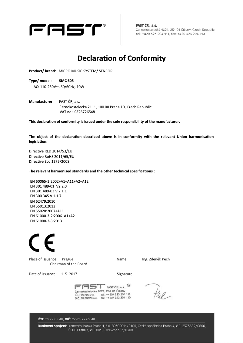 Page 1 de la notice Manuel utilisateur Sencor SMC 605