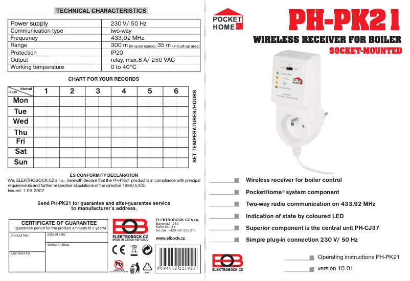 Image de la première page du manuel de l'appareil Pocket Home PH-PK21