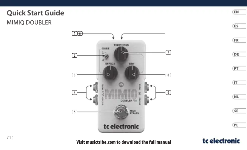 Page 1 de la notice Guide de démarrage rapide TC Electronic Mimiq Doubler