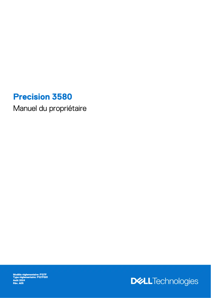Page 1 de la notice Manuel utilisateur Dell Precision 3580