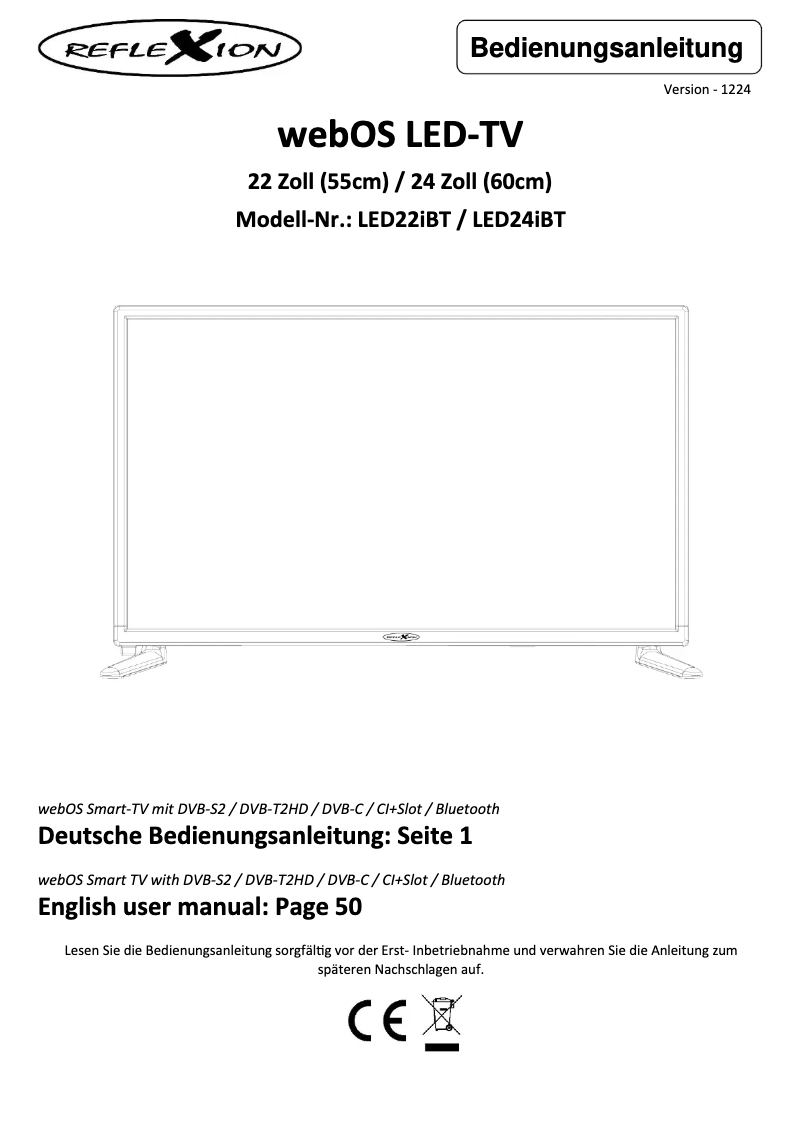 Page n°1 - Manuel utilisateur Reflexion LED24IBT
