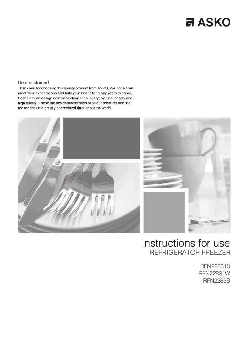 Page 1 de la notice Manuel utilisateur Asko FN2283B