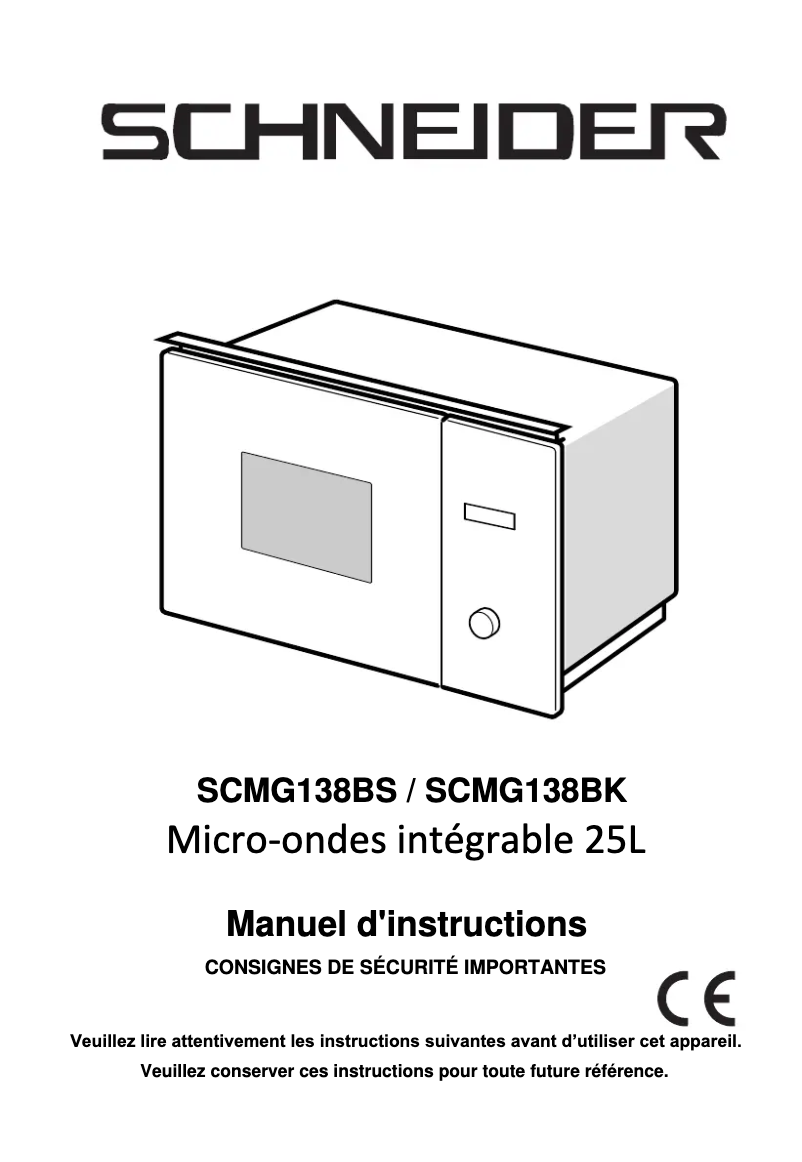 Page 1 de la notice Manuel utilisateur Schneider SCMG138BK