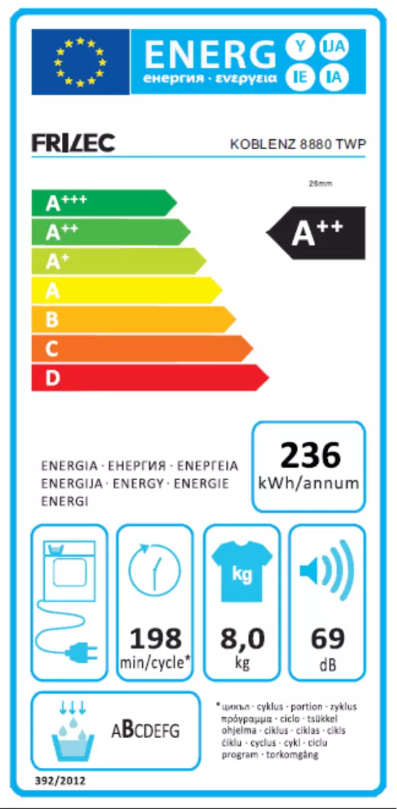 Page n°1 - Label énergétique Frilec KOBLENZ8880TWP