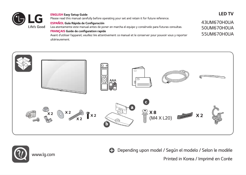 Page 1 de la notice Manuel utilisateur LG 43UM670H0UA