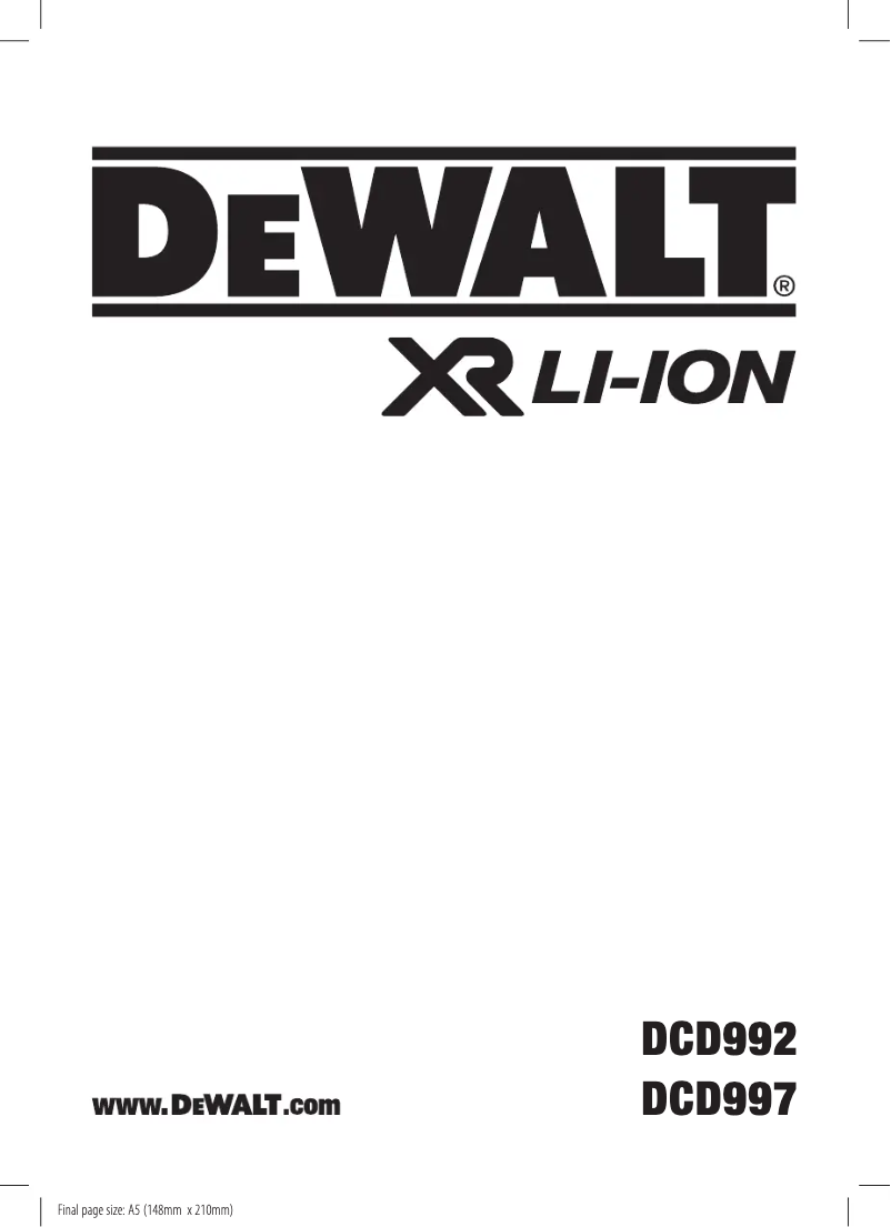 Page n°1 - Manuel utilisateur DeWalt DCD997