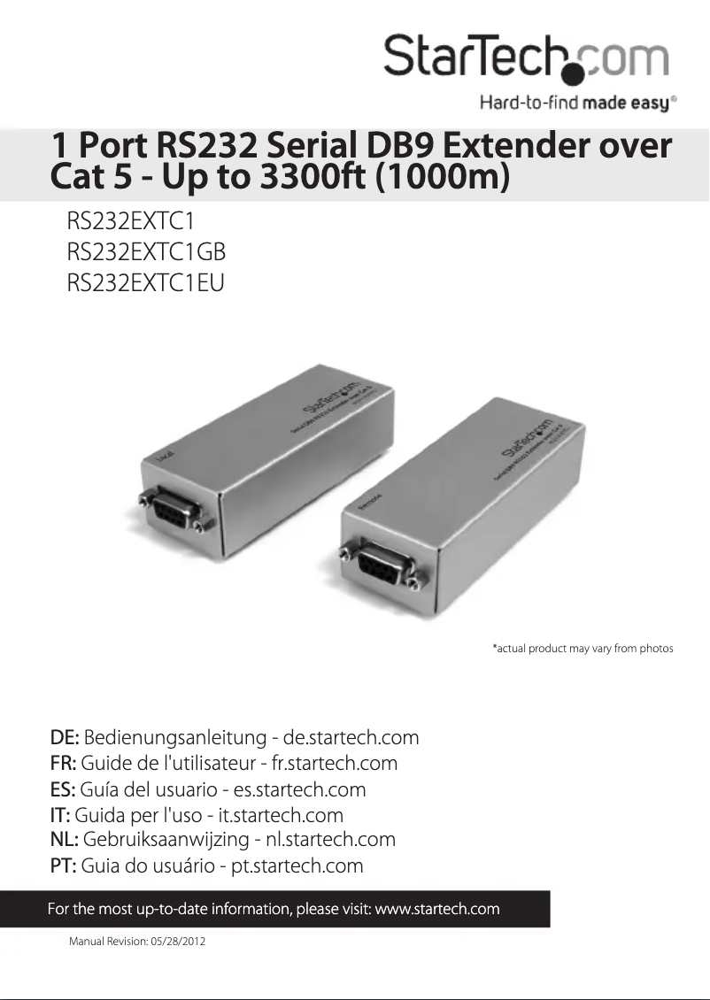 Page 1 de la notice Manuel utilisateur StarTech.com RS232EXTC1