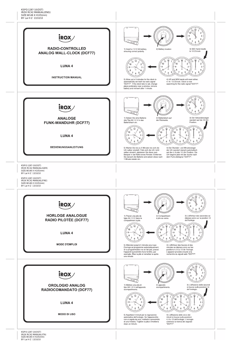Page 1 de la notice Manuel utilisateur Irox Luna 4