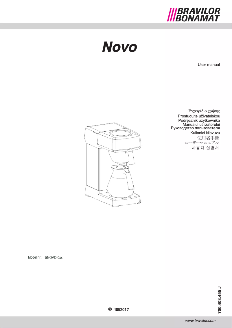 Page n°1 - Manuel utilisateur Bravilor Bonamat Novo