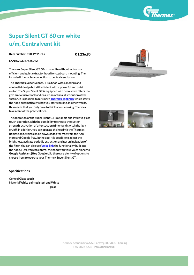 Page 1 de la notice Fiche technique Thermex Super Silent GT