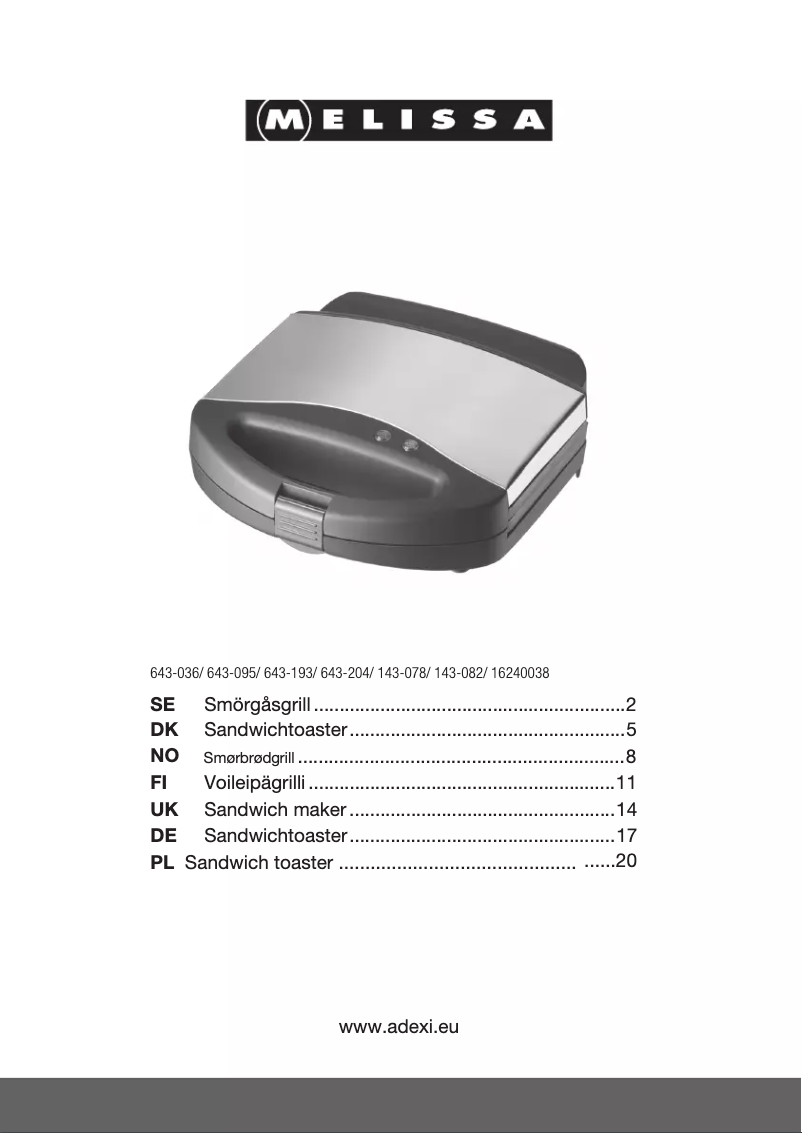Página 1 del manual Manual de usuario Melissa 143-078