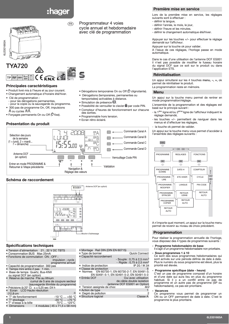 Page n°1 - Manuel utilisateur Hager TYA720