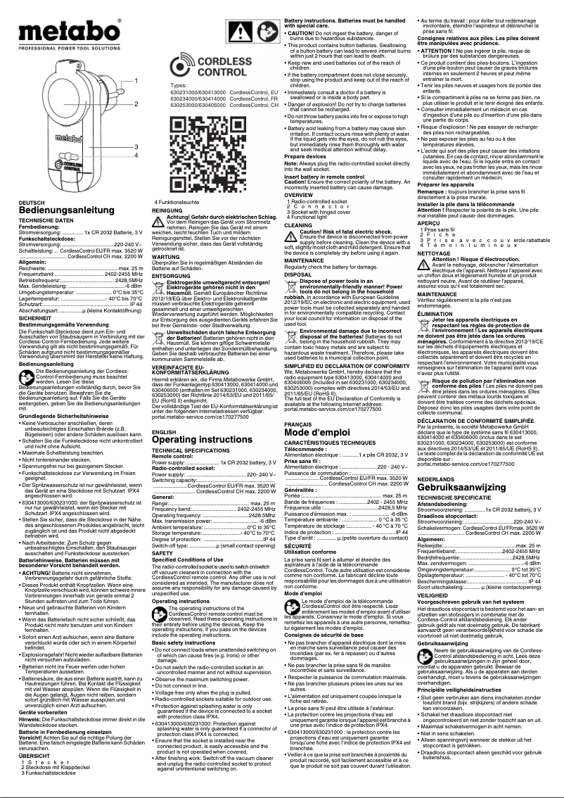 Image de la première page du manuel de l'appareil CordlessControl