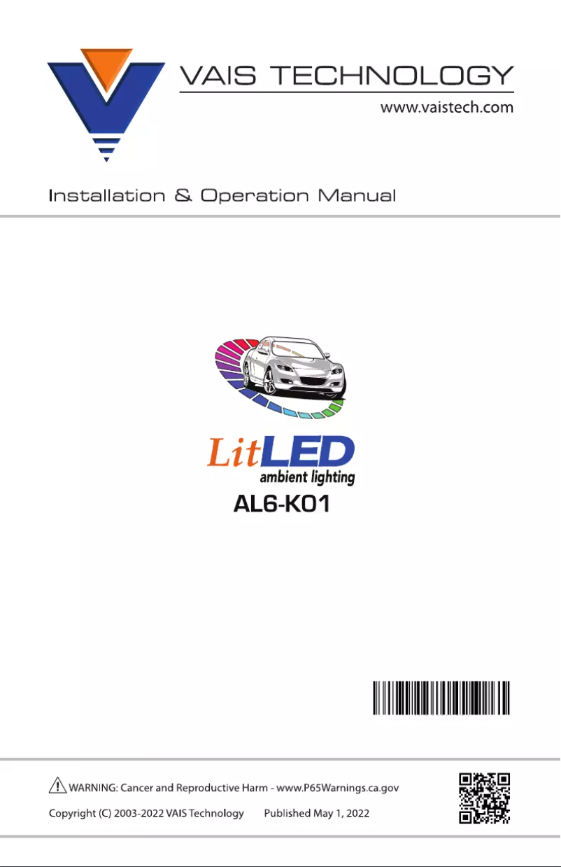 Page 1 de la notice Manuel utilisateur VAIS Technology AL6-K01