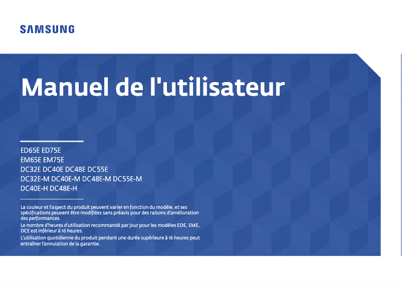 Page 1 de la notice Manuel utilisateur Samsung LH75EDEPLGC