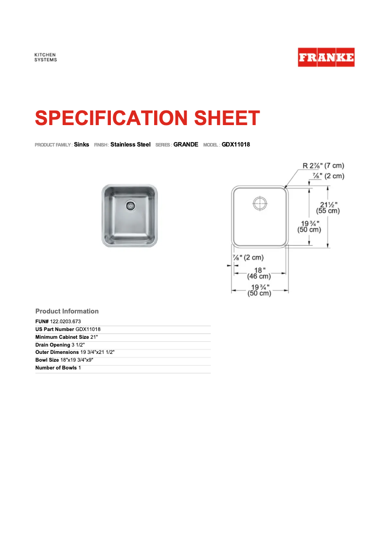Page n°1 - Manuel utilisateur Franke GDX11018