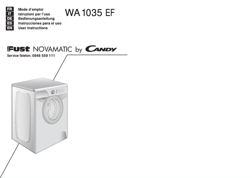 Page 1 de la notice Manuel utilisateur Candy WA 1035 EF
